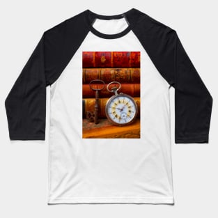 Classic Pocketwatch With old Books And Skeleton Key Baseball T-Shirt